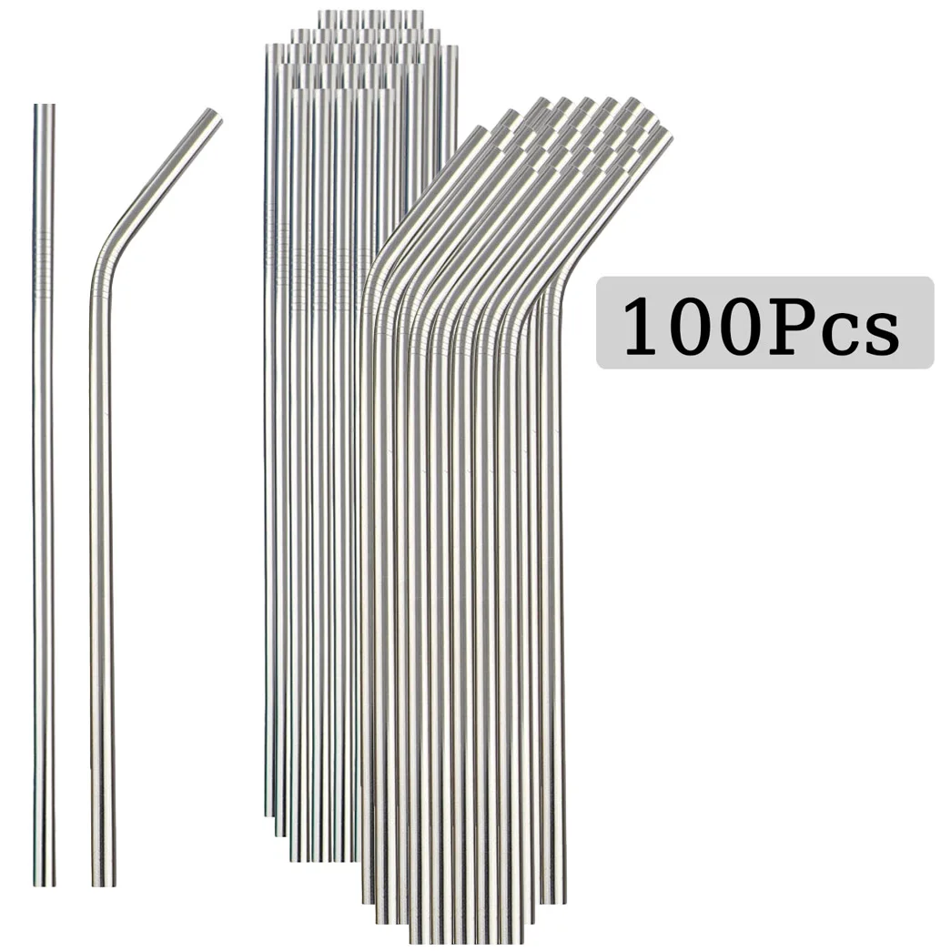 Reusable Straw - 100 個ステンレス鋼ストロー耐久性飲料ストローフルーツジュースミルクティーコーヒー再利用可能なストロー卸売