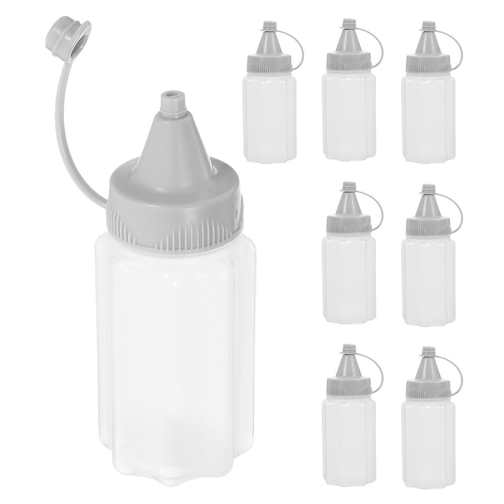 Reusable Bottle - 8個入り、透明プラスチック製、繰り返し使える、食品グレードのキッチン用ディスペンサー。調味料、サラダドレッシング、バーベキュー用の油などを絞り出して使える。