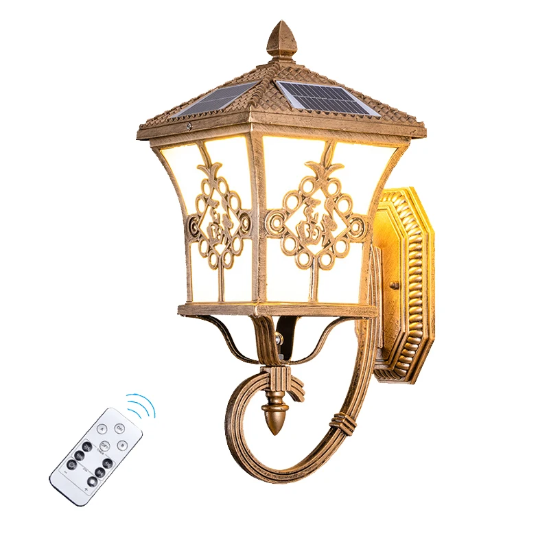 Solar Garden Light - 屋外用、ヨーロッパ風デザインの太陽光発電式照明。玄関、壁、庭、別荘、防水仕様の中庭や街灯として使用可能。