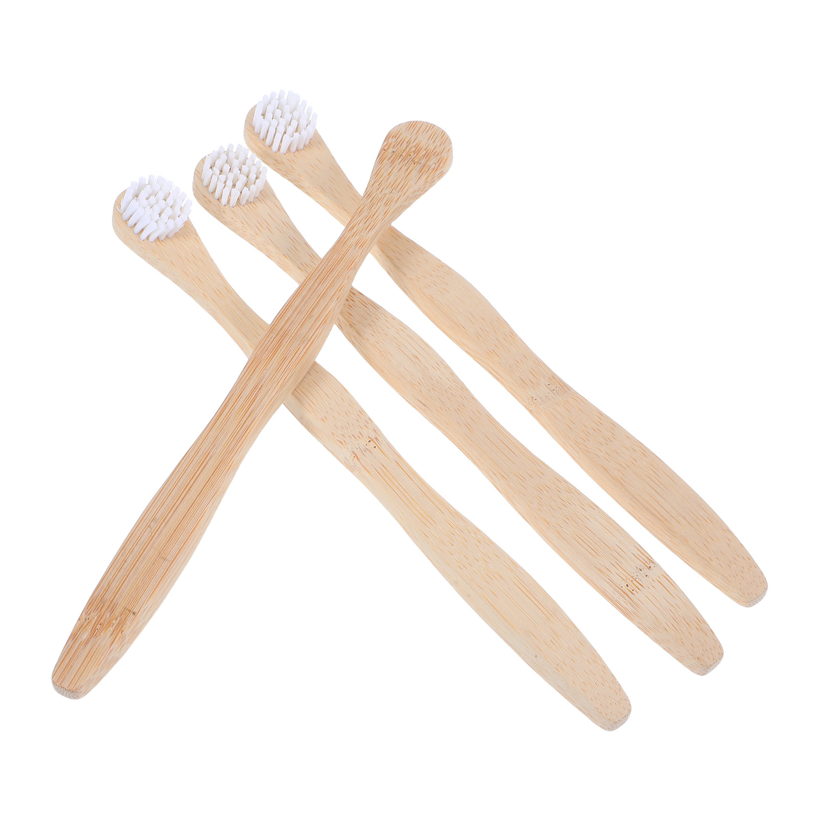 Bamboo Toothbrush - 4本セットの竹製舌クリーナー・スクレーパー・歯ブラシ。深部まで口腔を清潔にするための、人間工学に基づいた滑り止めグリップ付き舌ブラシ。