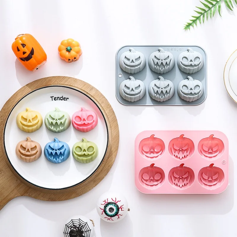 Eco Soap - 6-in-3 カボチャ型シリコンモールド ハロウィンケーキ型 手作り石鹸チョコレート型 ハロウィンデコレーションに使用