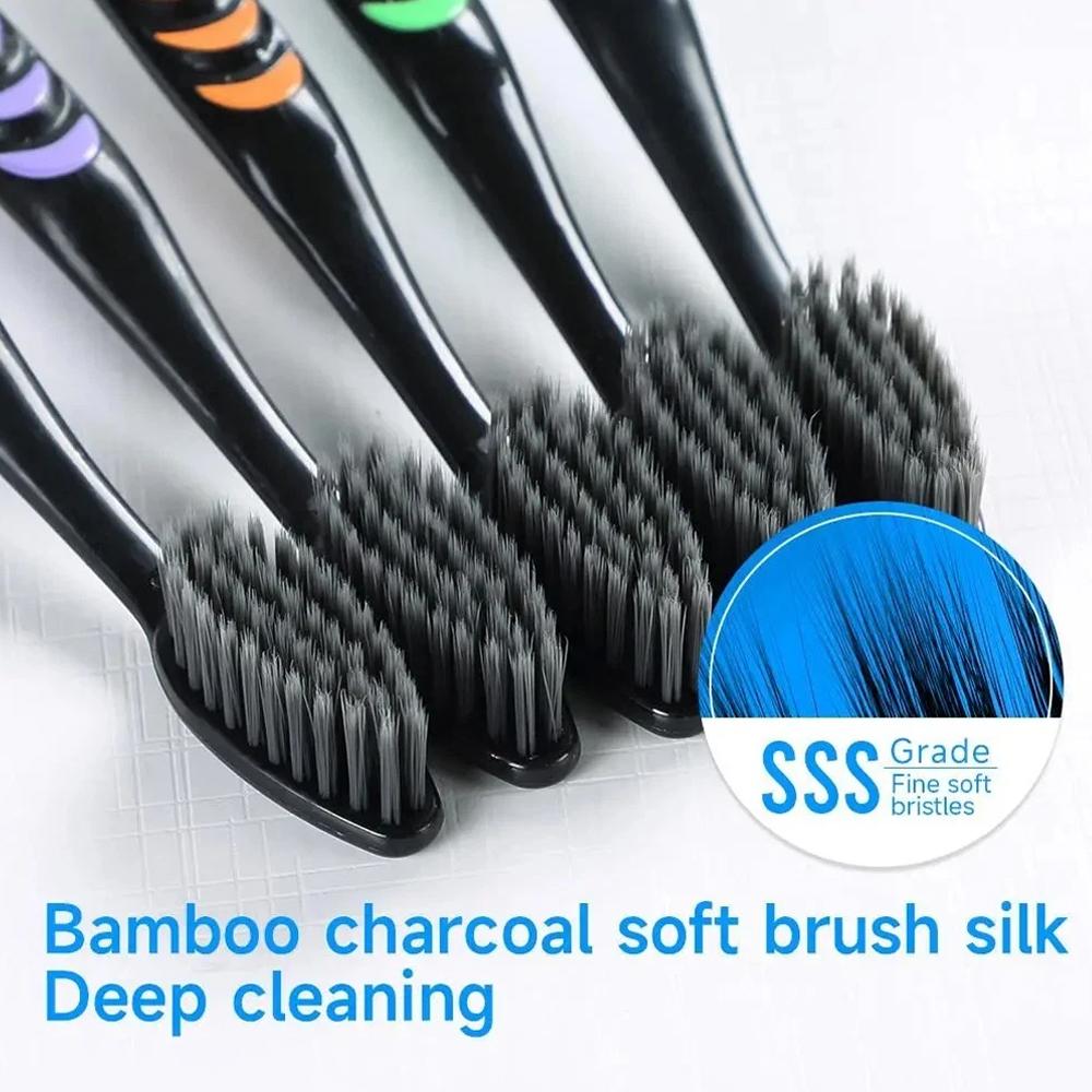 10本セット、家族用、竹炭歯ブラシ、柔らかい毛、旅行用、ラン - Bamboo Toothbrush のレビューと価格