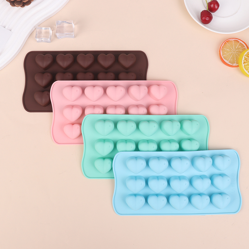 新しい15穴ハート型シリコンチョコレート型 バレンタインゼリ - Eco Soap のレビューと価格
