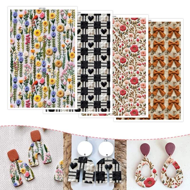 カラフルな花柄のポリマークレイ転写紙。水溶性接着剤を使用した - Beeswax Wrap のレビューと価格
