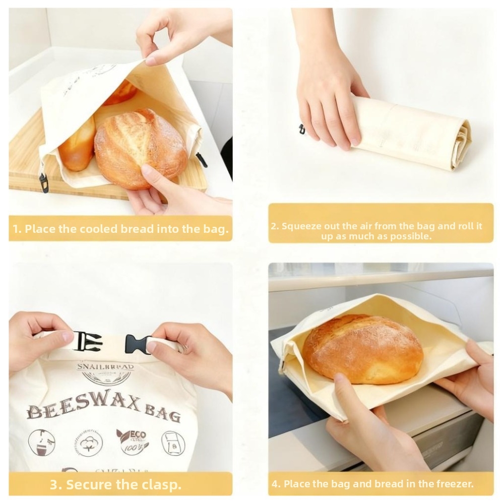 再利用可能な蜜蝋加工のパン袋。蜜蝋コーティングされた綿生地を - Reusable Bag のレビューと価格