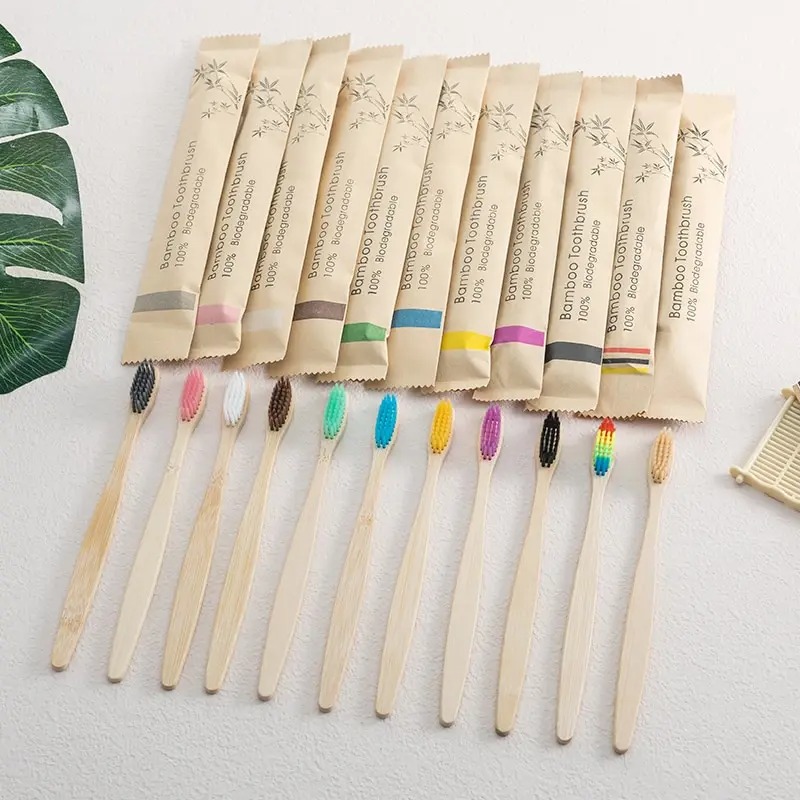 10 パック天然竹歯ブラシ環境に優しいファミリーホテル炭竹木 - Bamboo Toothbrush のレビューと価格