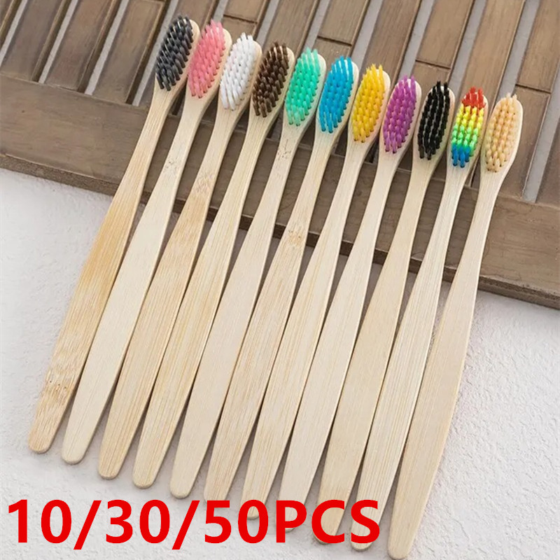 10 パック天然竹歯ブラシ環境に優しいファミリーホテル炭竹木 - Bamboo Toothbrush のレビューと価格