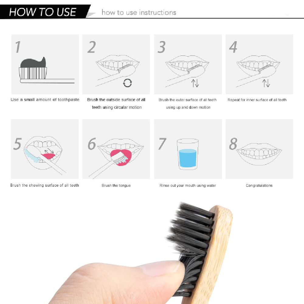 10 パック天然竹歯ブラシ環境に優しいファミリーホテル炭竹木 - Bamboo Toothbrush のレビューと価格
