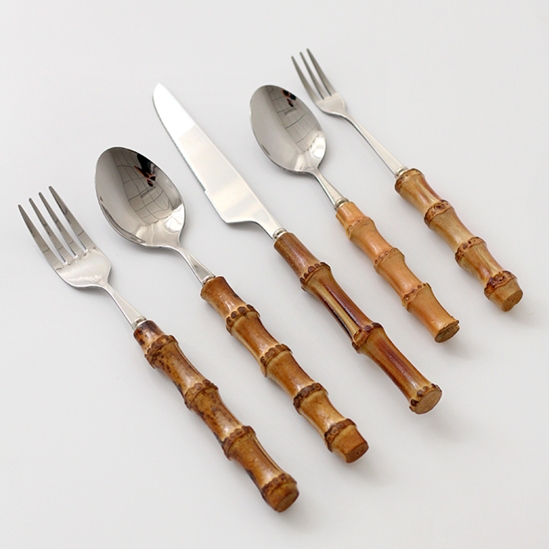 竹ハンドル付きステンレス製キッチン用品セット,竹製ハンドル付 - Bamboo Cutlery のレビューと価格