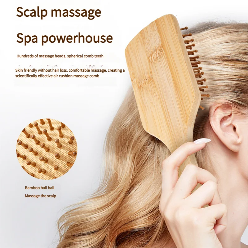 竹製ヘアブラシ 女性用スタイリングヘアコーム ワイド歯竹製コ - Bamboo Toothbrush のレビューと価格