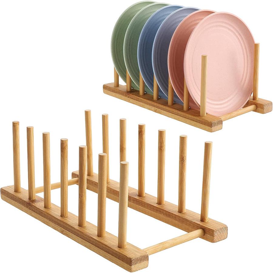 竹製の食器乾燥ラック、皿立て、収納ラック、本棚としても使える - Bamboo Cutlery のレビューと価格