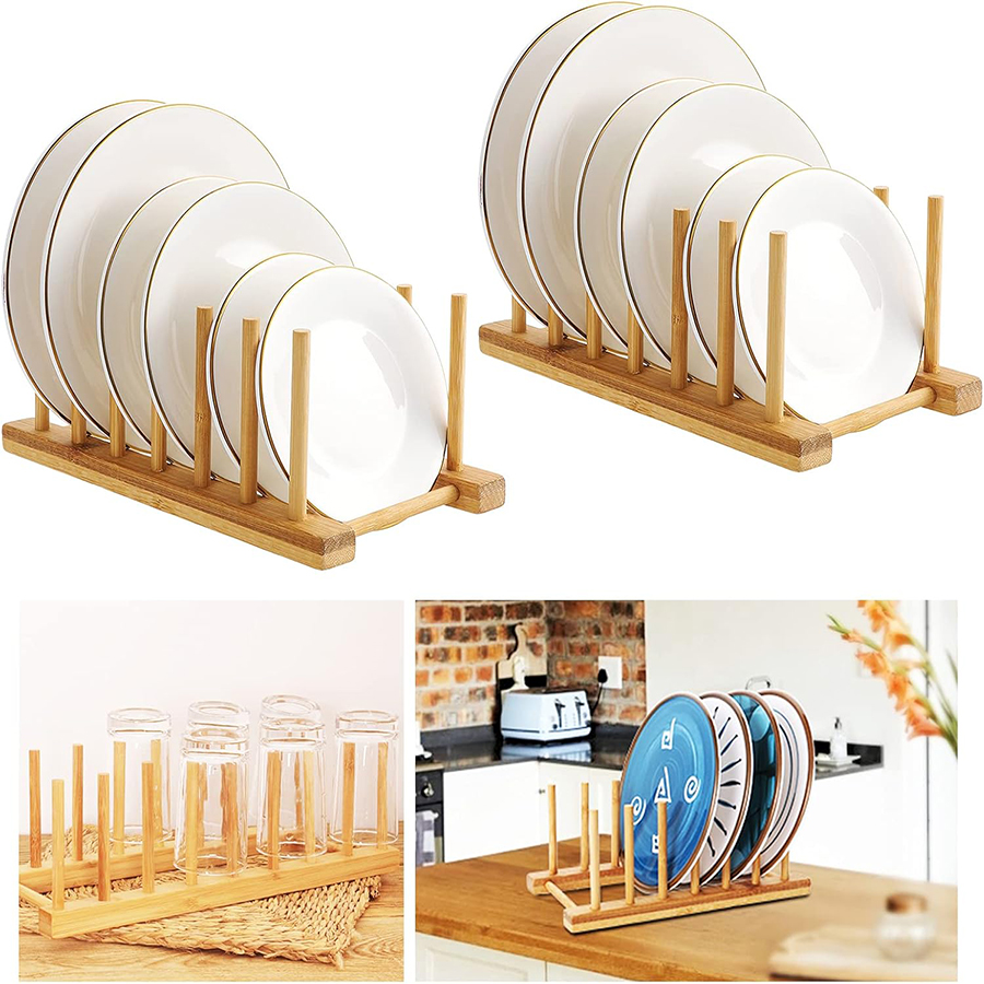 竹製の食器乾燥ラック、皿立て、収納ラック、本棚としても使える - Bamboo Cutlery のレビューと価格