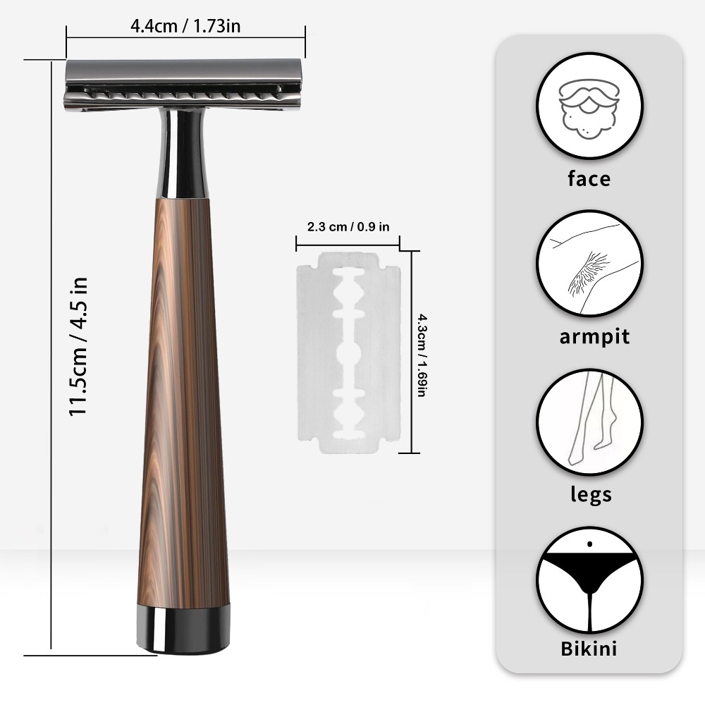 高級両刃安全カミソリ 木製風ハンドル ヘビーデューティー高品 - Safety Razor Handle のレビューと価格