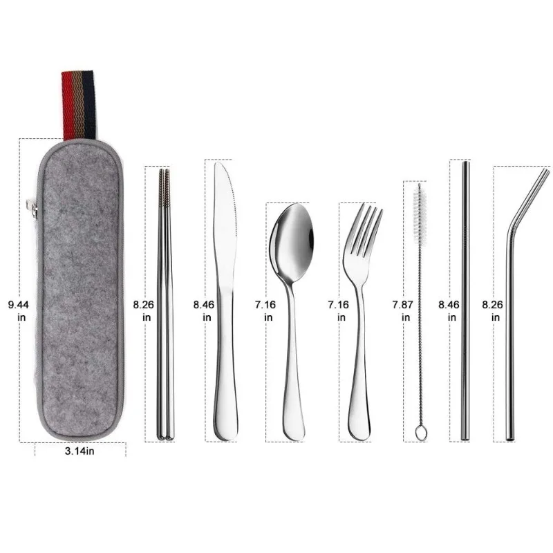 再利用可能なトラベルカトラリーセット、キャンプ用品、ステンレ - Bamboo Cutlery のレビューと価格